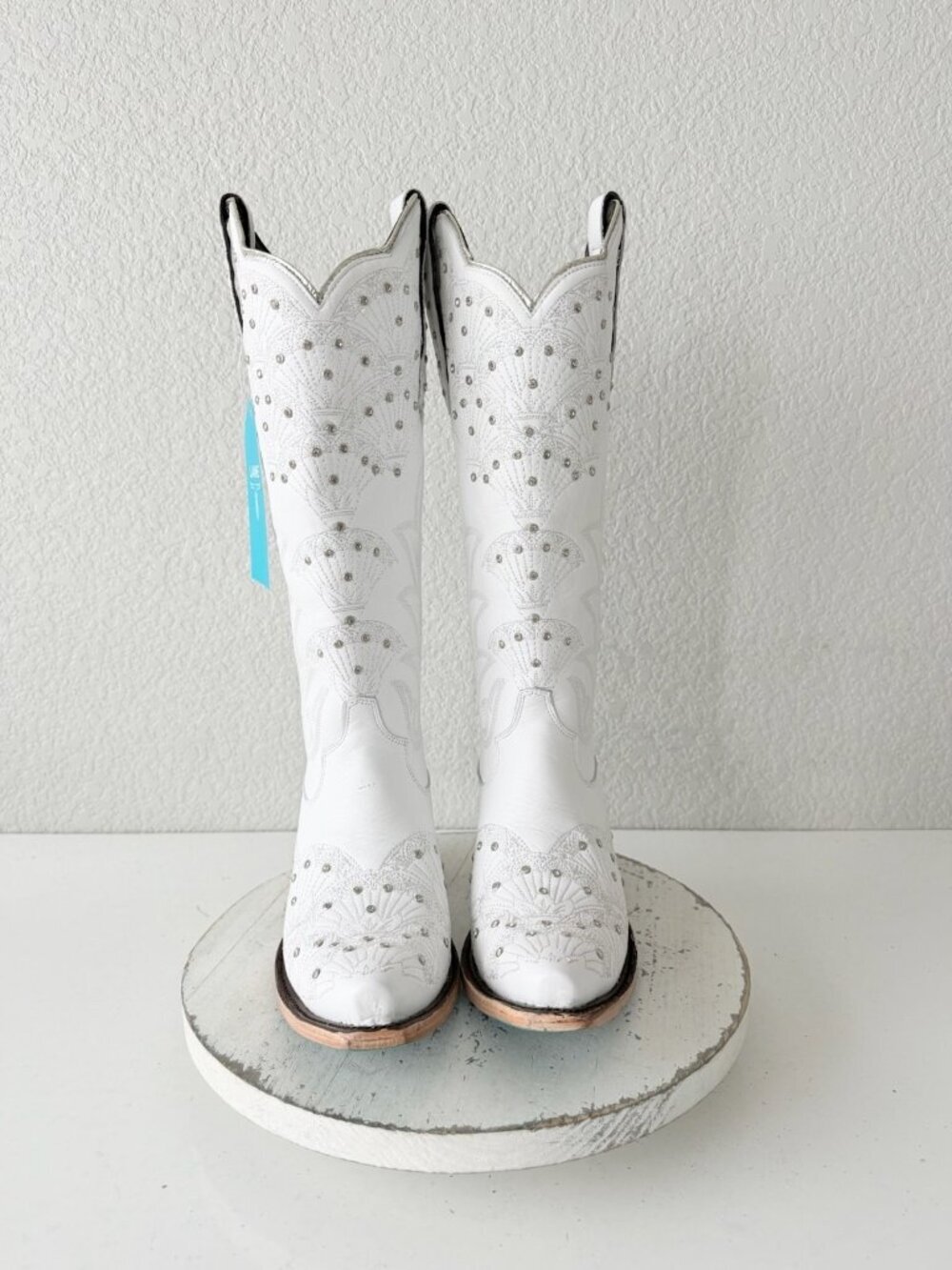 Lane Boots Calypso White Snip Toe Tall Cowboy Boots Western Cowgirl Size 8.5 - Picture 7 of 12